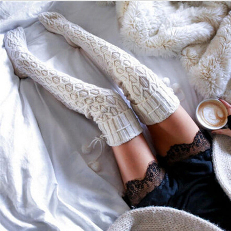 Twist Over The Knee Stockings Bunching Socks Women