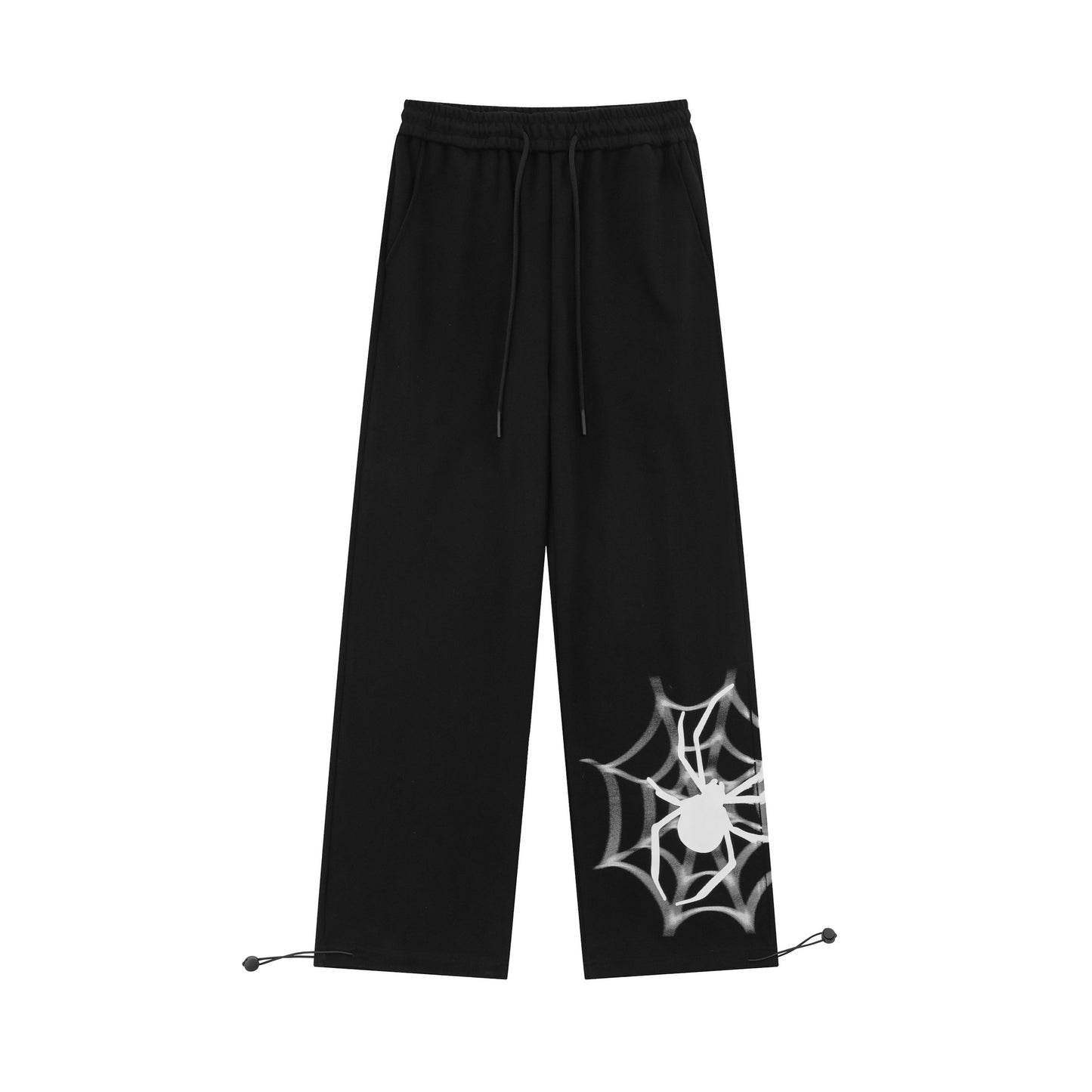 Retro Spider Print Casual Straight Ankle Tied Sports Pants