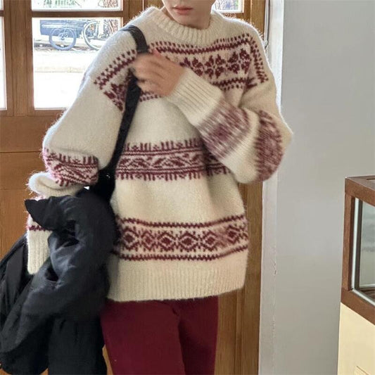 New Vintage Ethnic-style Sweater For Womenloose-fitting And Versatile For Fall And Winter