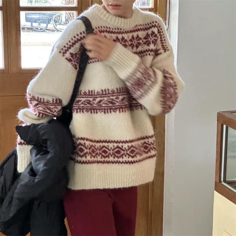 New Vintage Ethnic-style Sweater For Womenloose-fitting And Versatile For Fall And Winter