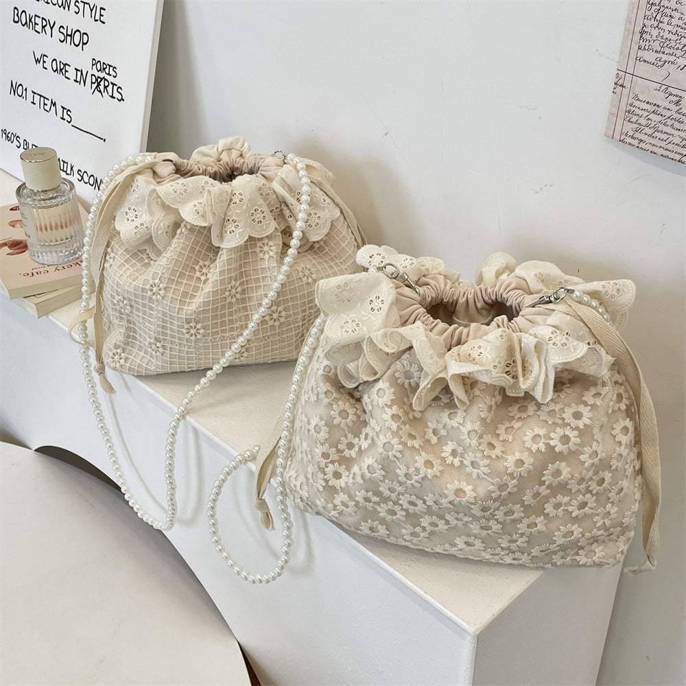 New Stylish Fashionable Lace All-Match Drawstring Bucket Bag