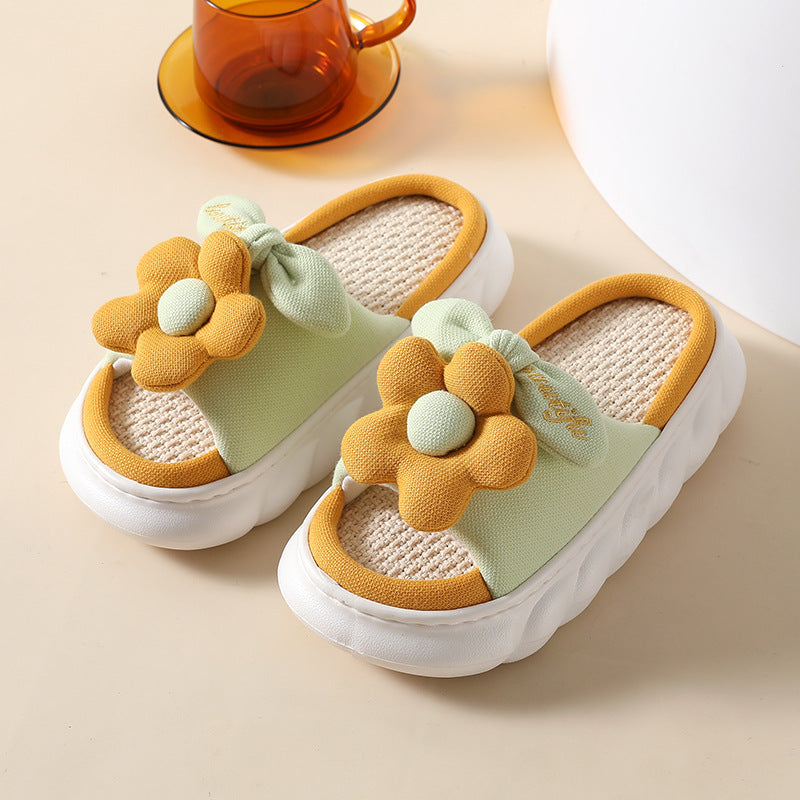 Non-slip Thick Bottom Cotton Stepping On Shit-feeling Linen Slippers