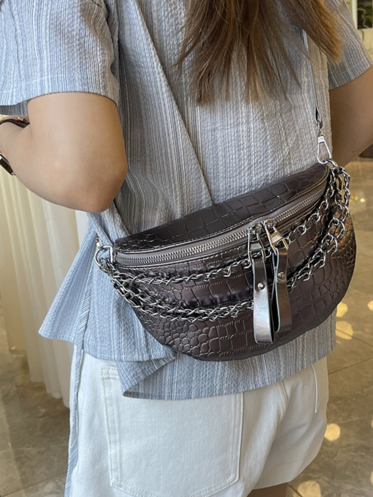 Stone Pattern Messenger Bag Female Temperament Wide Shoulder Temperament