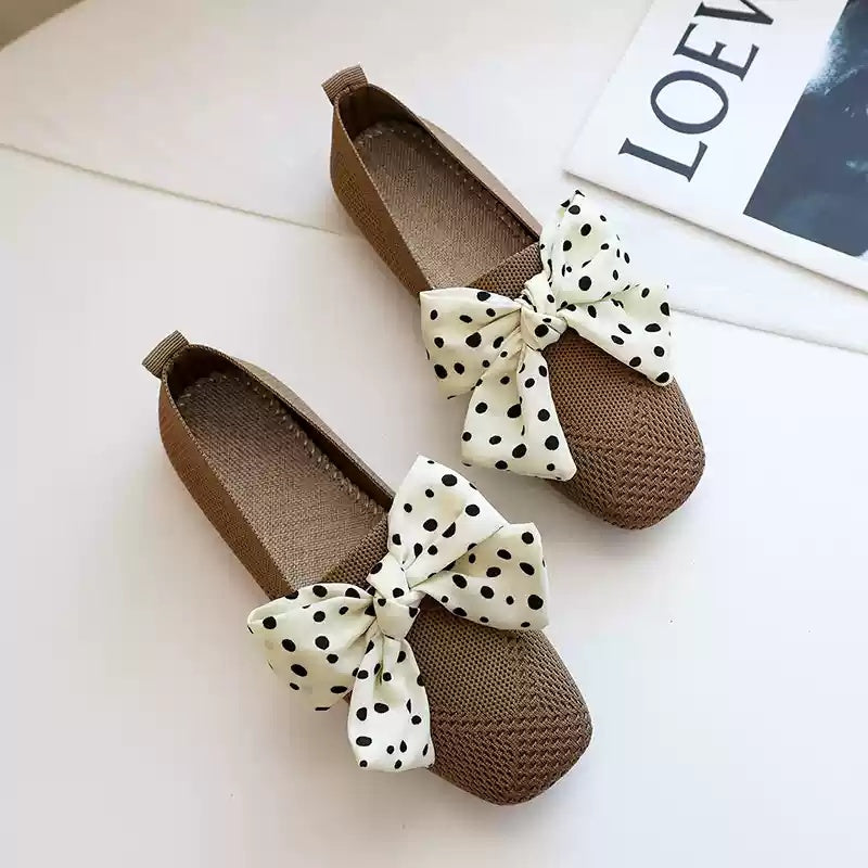 Knitted Shoes Women's Spring And Summer New Soft Bottom Bowknot Fairy Style