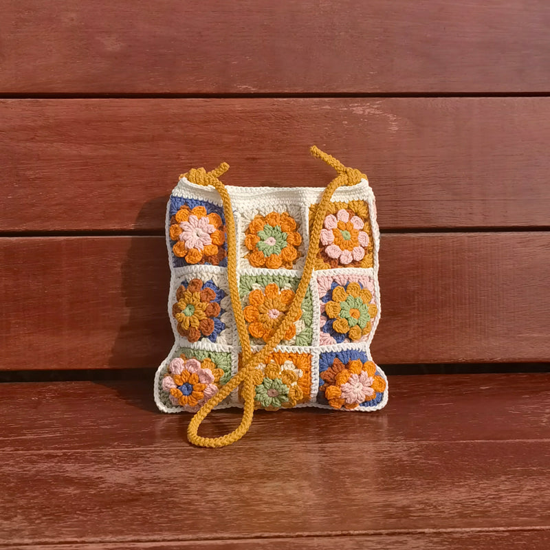 Diy Hand-woven Kaleidoscope Woolen Yarn Bag