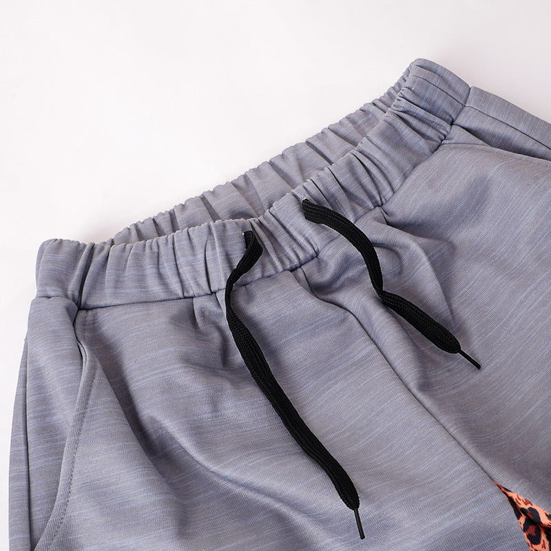 Printed Drawstring Pocket Casual Trousers