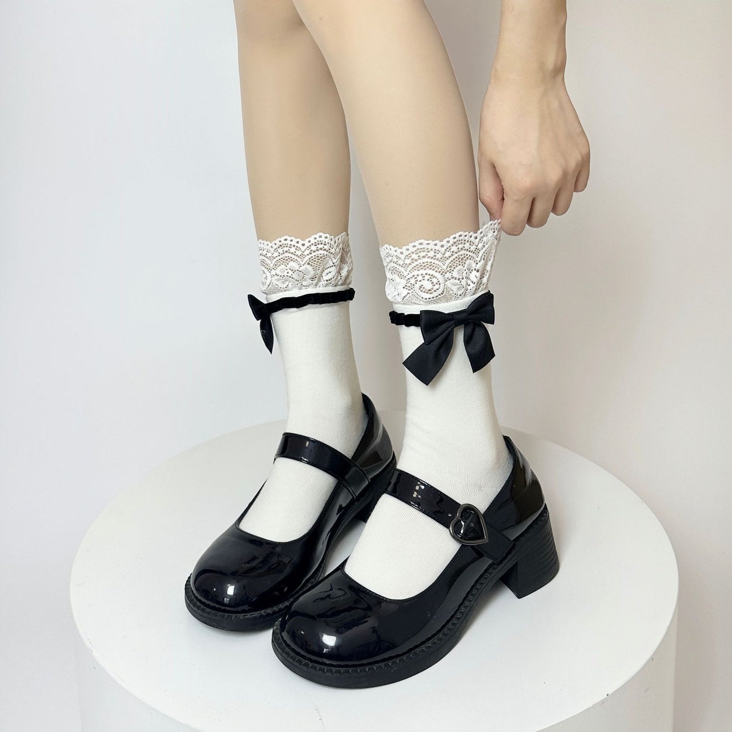 Japanese Jk Bowknot Sweet Lace Lolita Socks Mid-calf