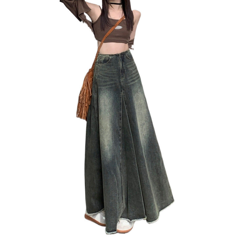 High Waist Slimming Mid Length A Line Sheath Fishtail Large Swing Skirt