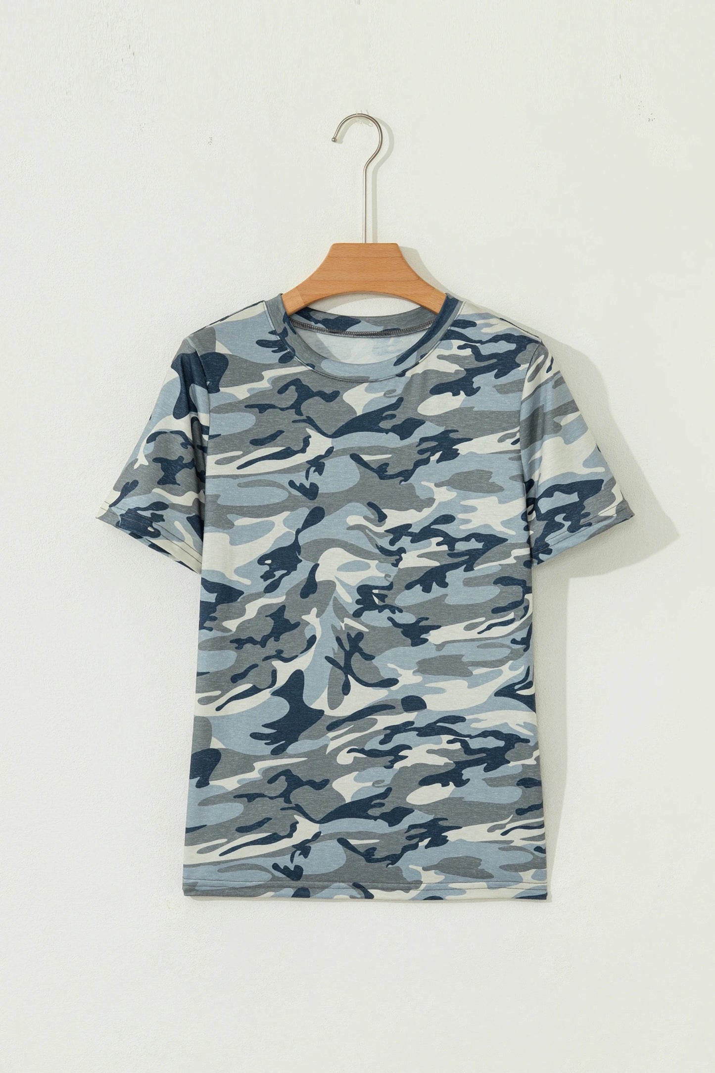 Women's Casual Loose-fit Crew-neck Camouflage Sports Short-sleeve