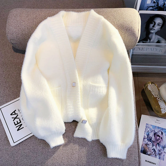 Spring And Autumn Furry Knitted Sweater