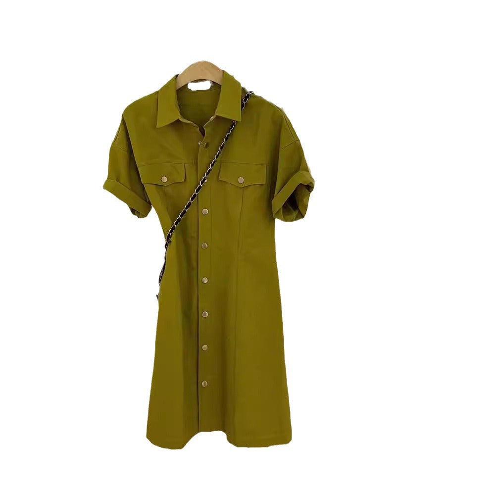 Summer Designer Niche New Polo-neck Shirt Dress