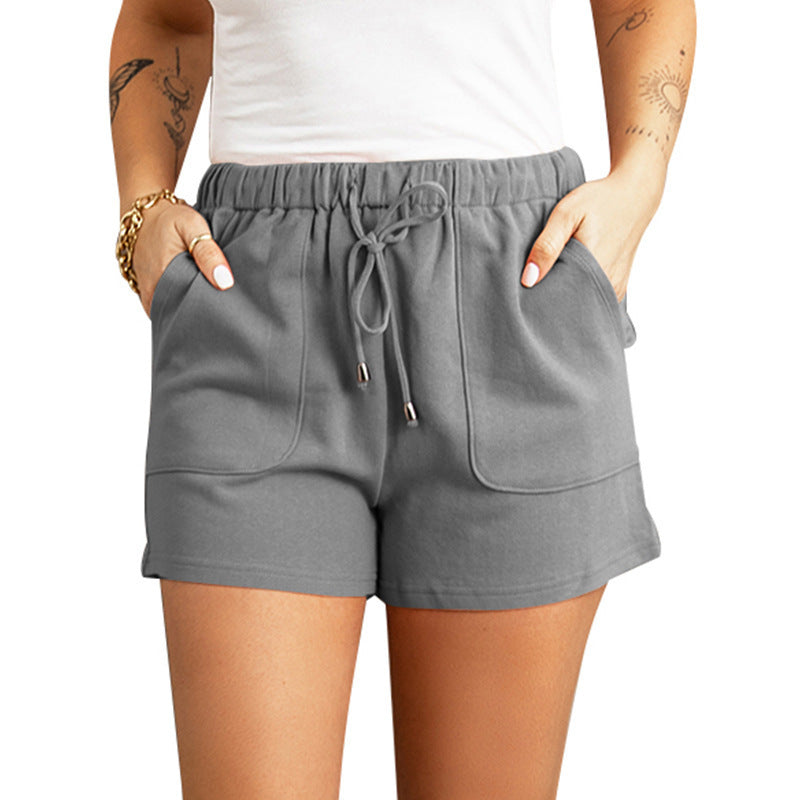 Women's High Waist Straight Drawstring Loose Casual Shorts