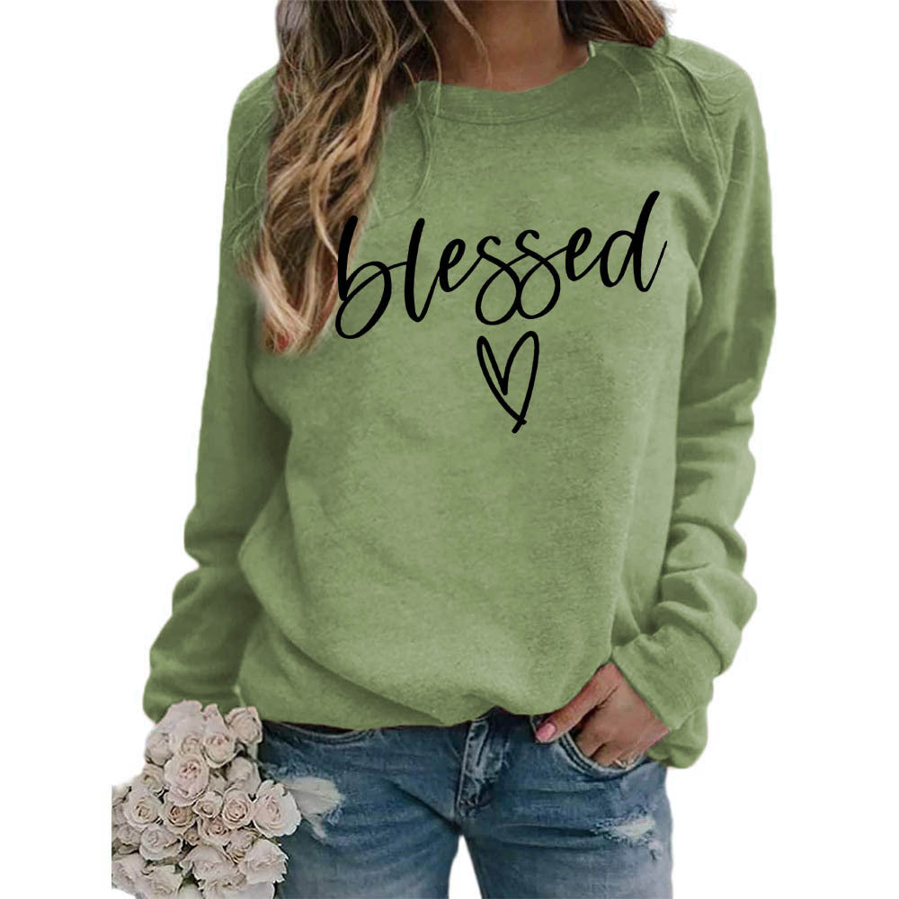 Love Print Round Neck Women's Top