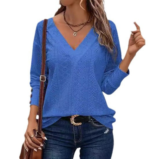 Casual Long Cufflinks Hollow Out Lace Hollow Out Shirt
