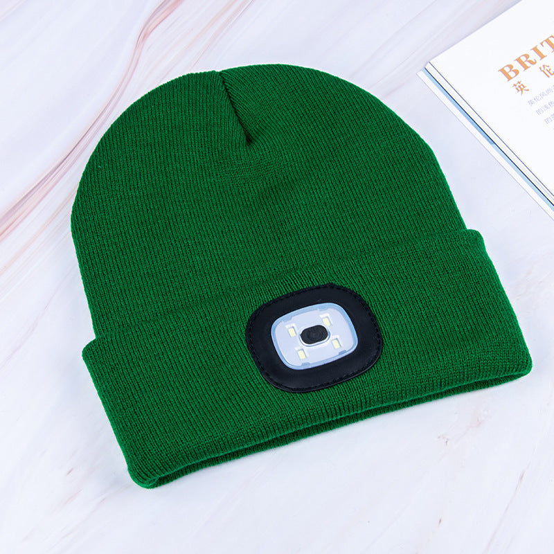 Rechargeable Model Outdoor Sports Dual Light Model LED Light Knitted Hat