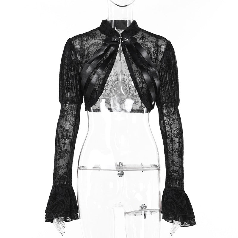 Elegant Lace Dark Skull Frame Jacket Women