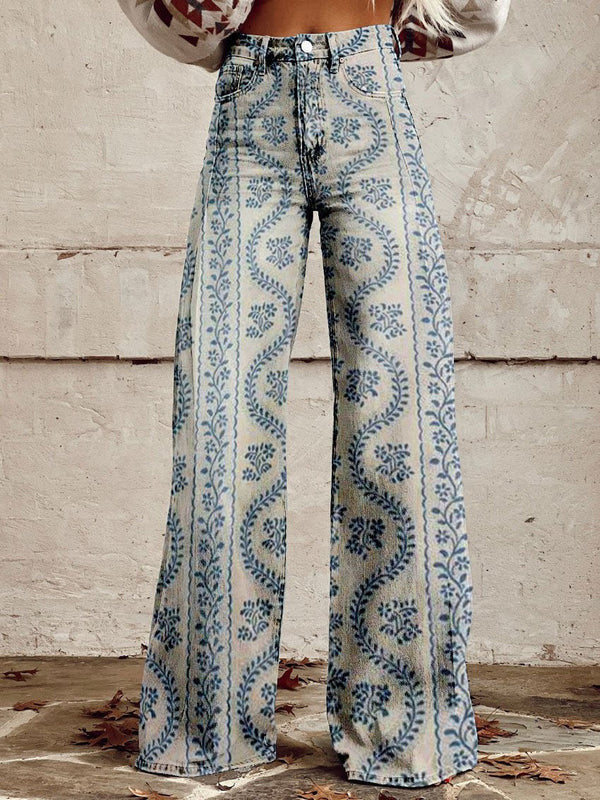 European And American Womens Flared Pure Cotton Jeans