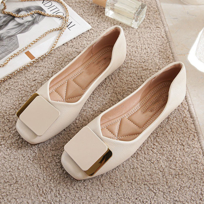 Women's Fashion Temperament Shallow Mouth Moccasin Flat Shoes