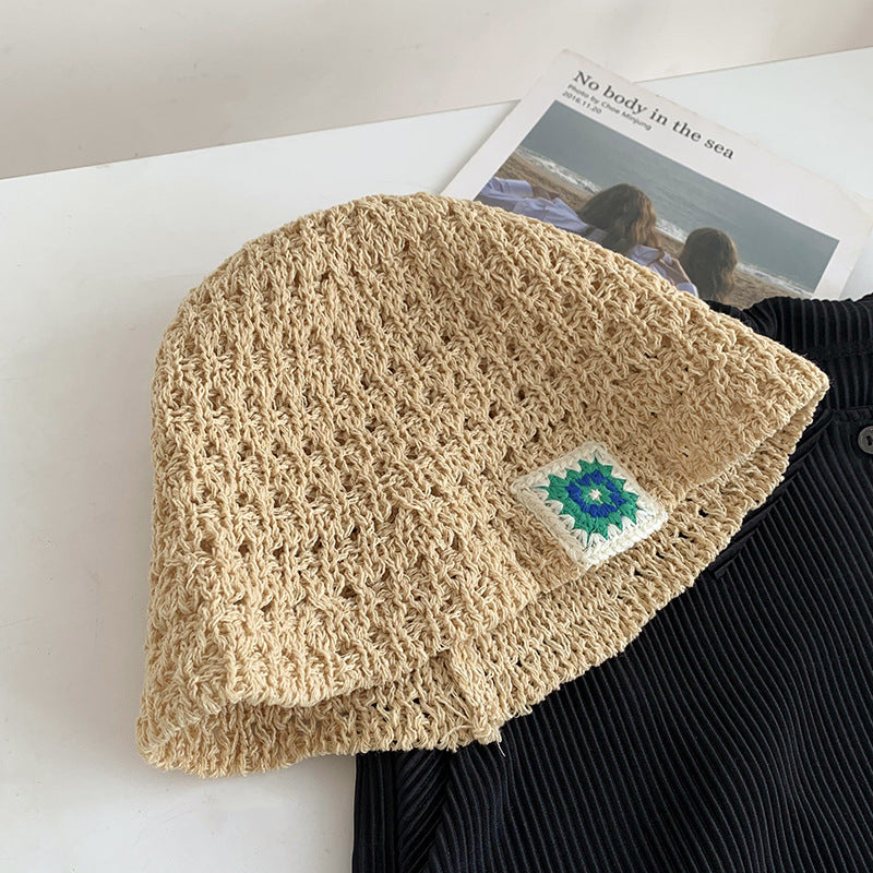 Woven Bucket Hat Women's Summer Hollow Breathable Sun-proof Sun Protection