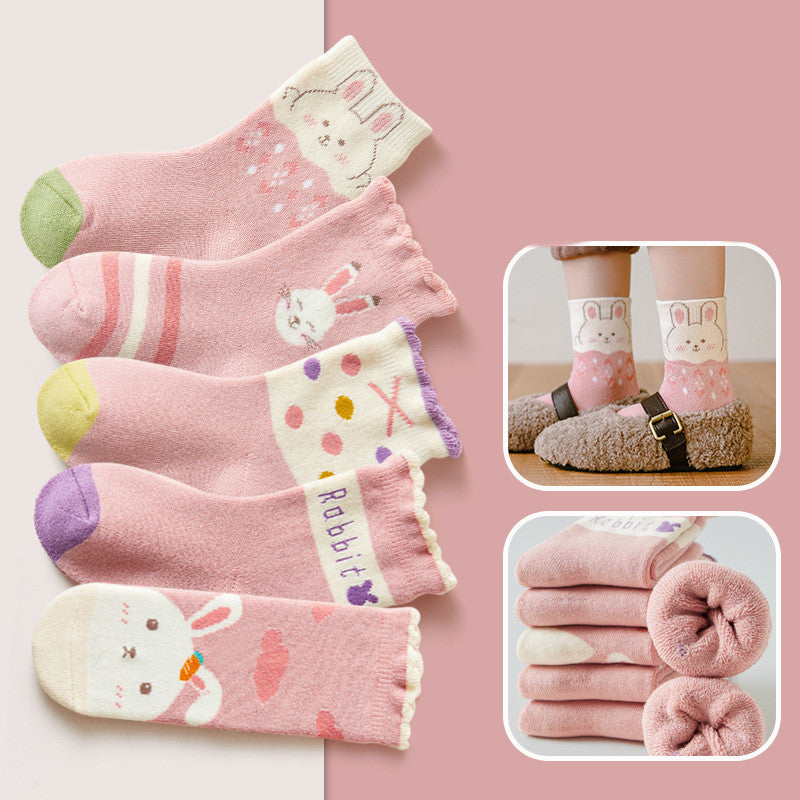 Children's Padded Terry-in-tube Baby Cotton Socks Cartoon Giraffe Towel
