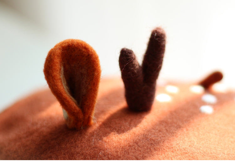Sika Deer Biscuits Hat Cute Antler Ears Beret