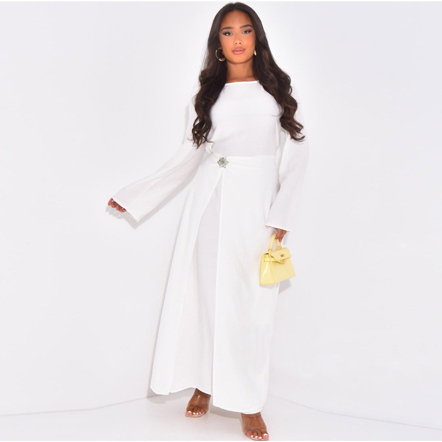 Dubai Middle East Turkey Solid-Color Minimalist Dress