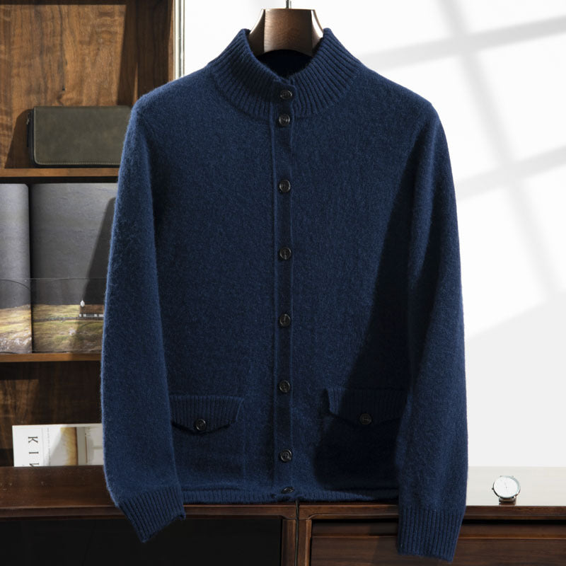 Men's Long-sleeved Jacket Casual Thick Versatile Half-high Collar