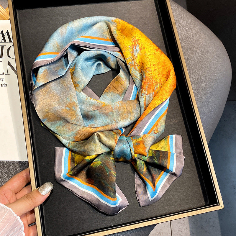 Warm Small Silk Scarf Thin Narrow Ribbon