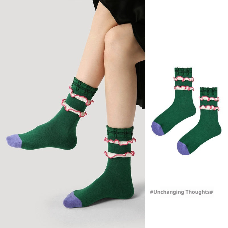 Niche Vintage Court Style Thin Middle-long Stockings