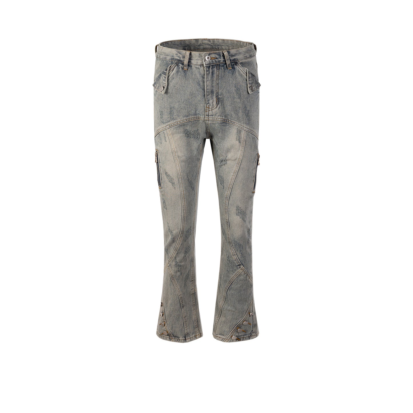Women's Men's Button Zipper Decorations Trousers