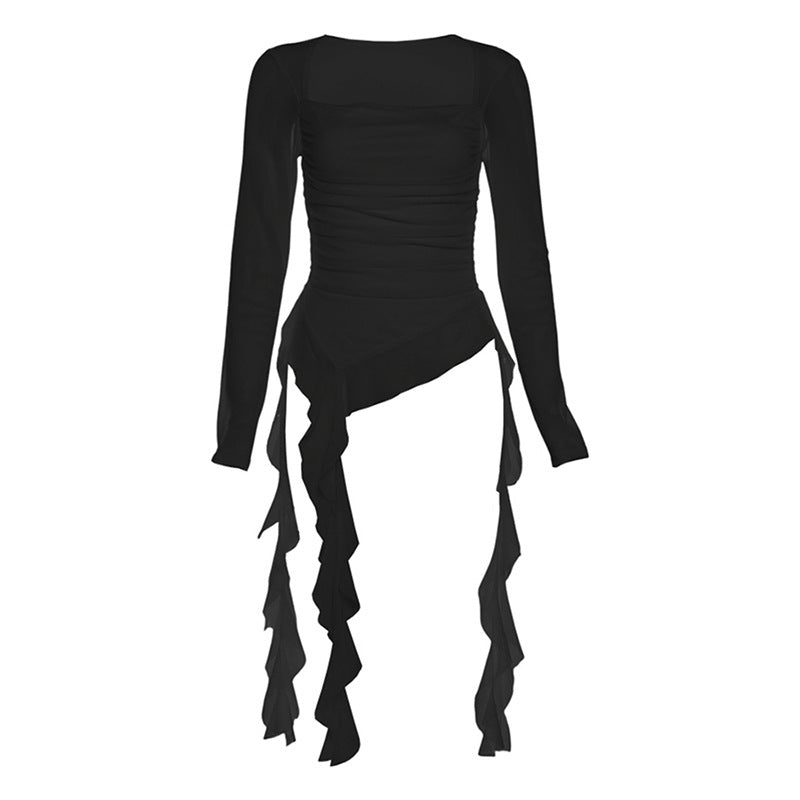 Womens Fashionable Sexy Sheer Slim-Fit T-Shirt