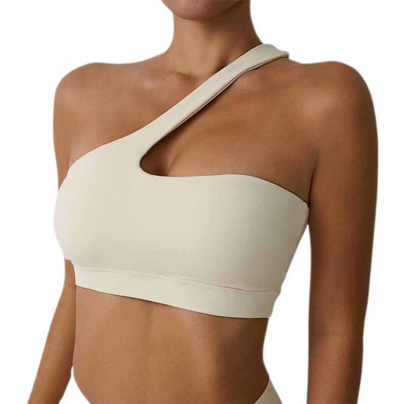 Oblique Shoulder Nude Feel Yoga Bra Running Exercise Underwear