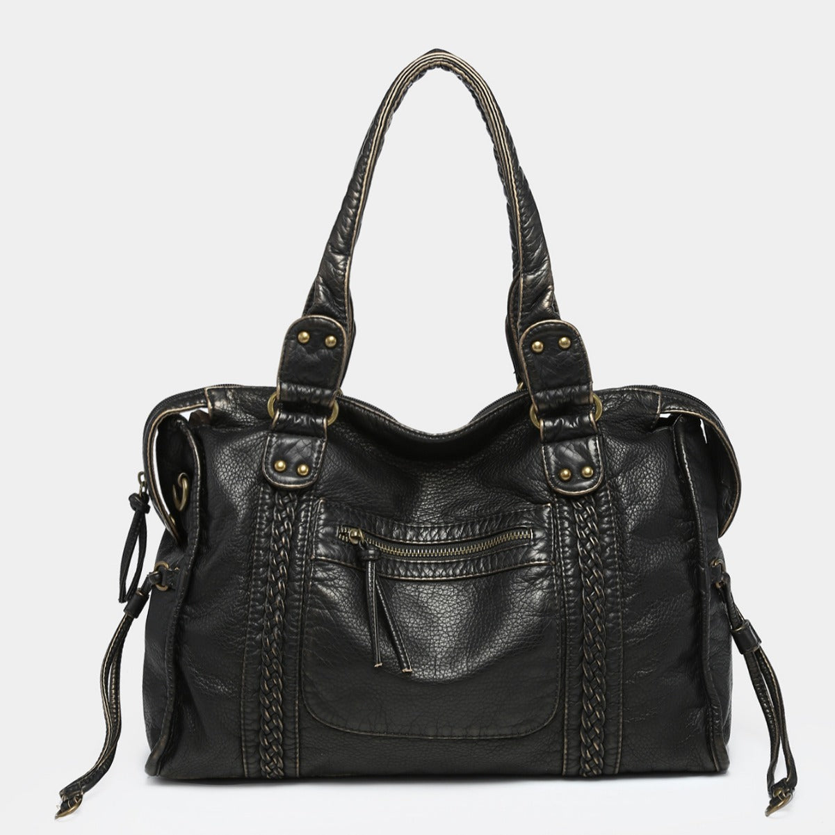 Fashion Retro Worn Looking Washed-out Brushed Large Capacity Soft Motorcycle Bag