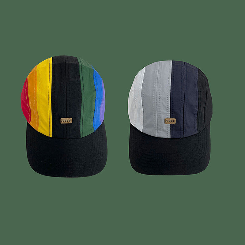 Korean Ins Rainbow Color-blocking Peaked Cap Sun-proof Quick-drying