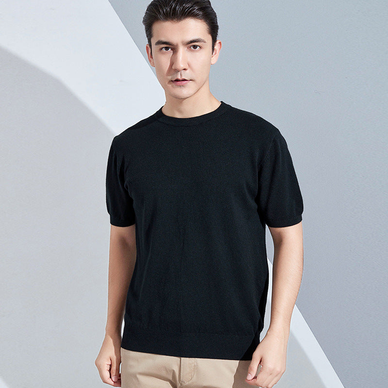 Knitted Short Sleeve Loose T-shirt Pullover Half Sleeve Sweater
