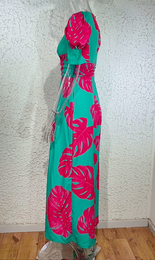 Casual V-neck Waist Wide Leg Jumpsuit For Women