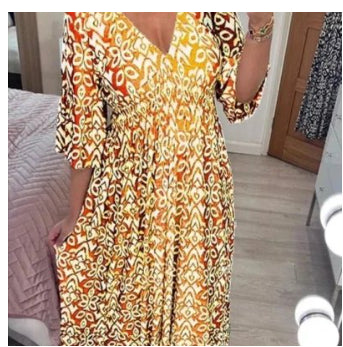 V-neck Floral Loose And Versatile Long Skirt