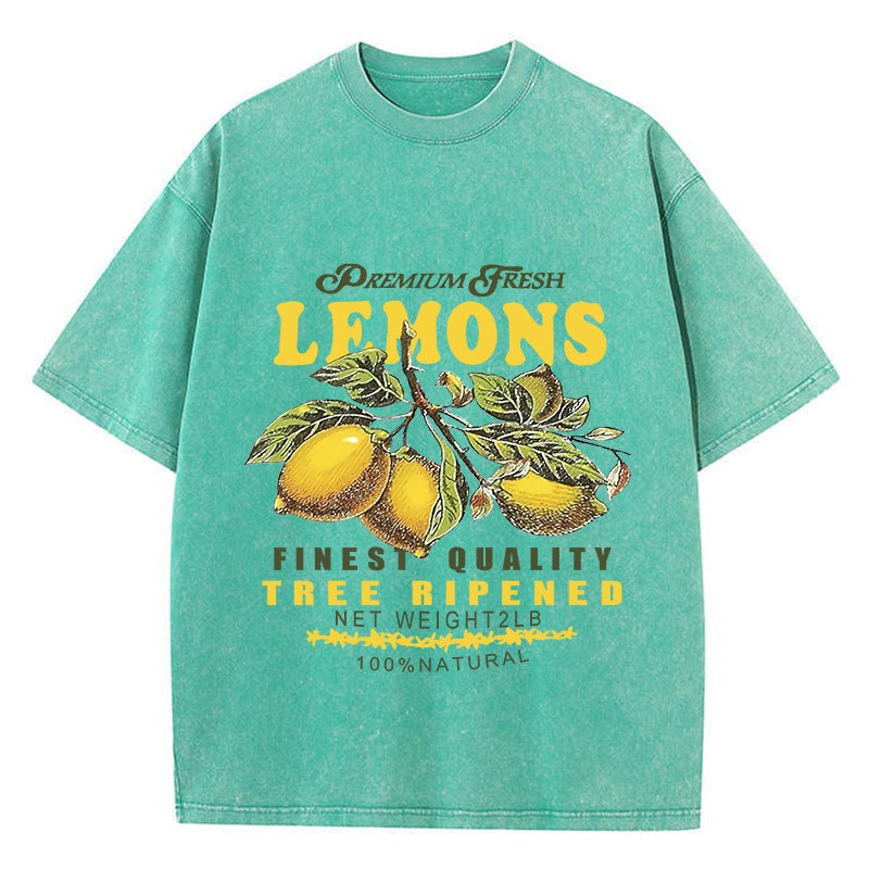 Women's Pickled Short-sleeved Cotton Premium Lemon Printing