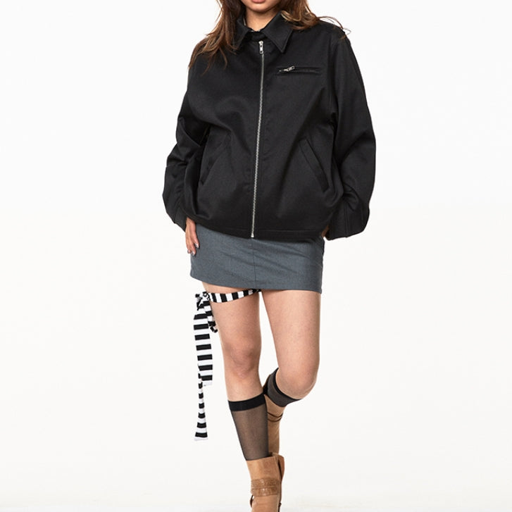 American Retro Solid Color Short Lapels Jacket