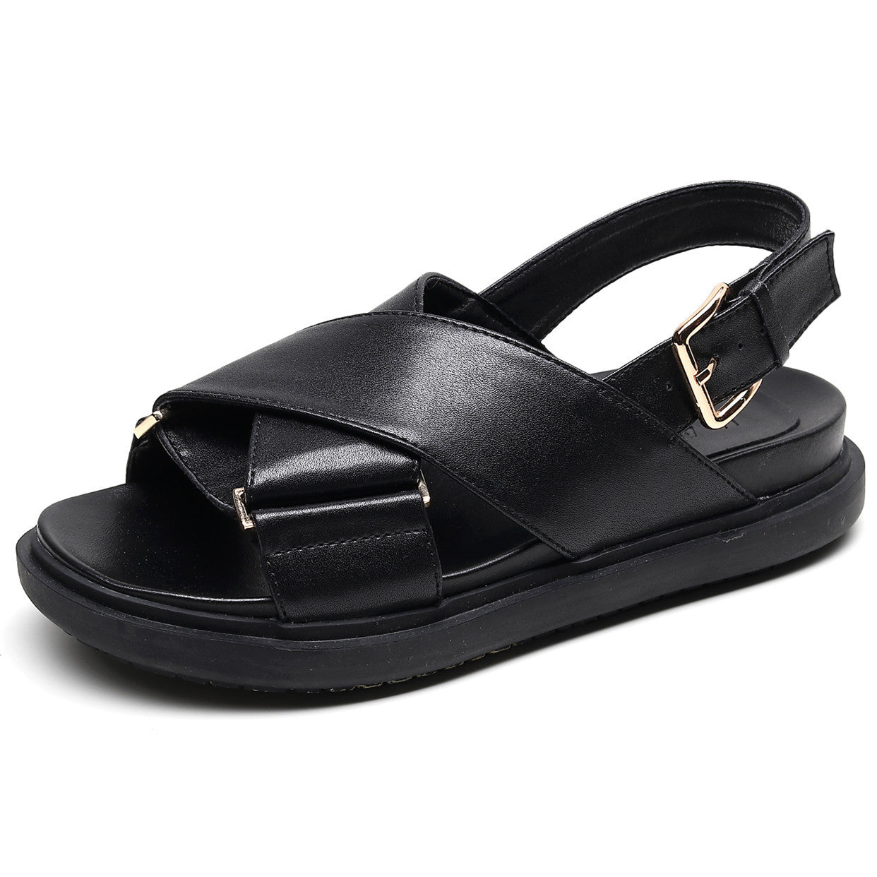 Women's Cross Sandals Hemp Rope Flat Shoes Platform Fish Mouth Sandals
