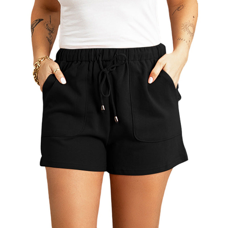 Women's High Waist Straight Drawstring Loose Casual Shorts