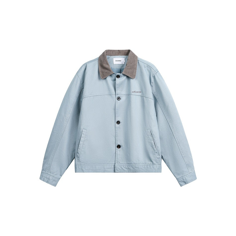 Mens Retro Workwear Jacket Short-Style Outerwear