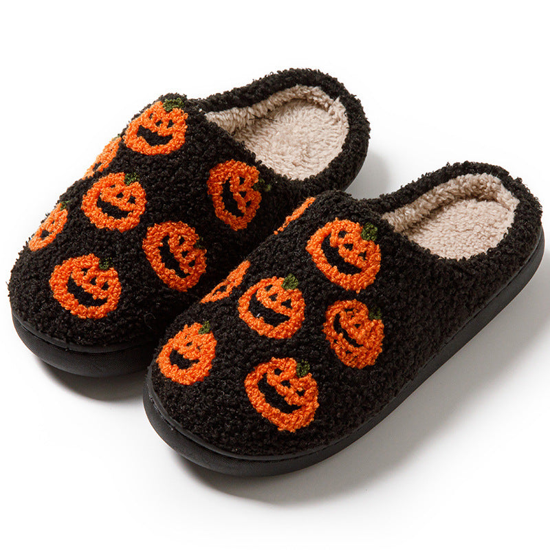 Hjemmesko med græskarprint til kvinder til Halloween