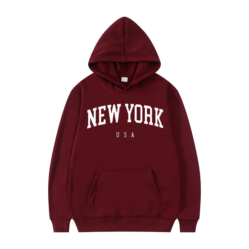 Printed Casual Sports Velvet Padded Hooded Sweatshirt Women's Autumn And Winter