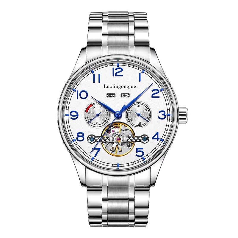 Business Hollow Men's Stainless Steel Mechanical Watch