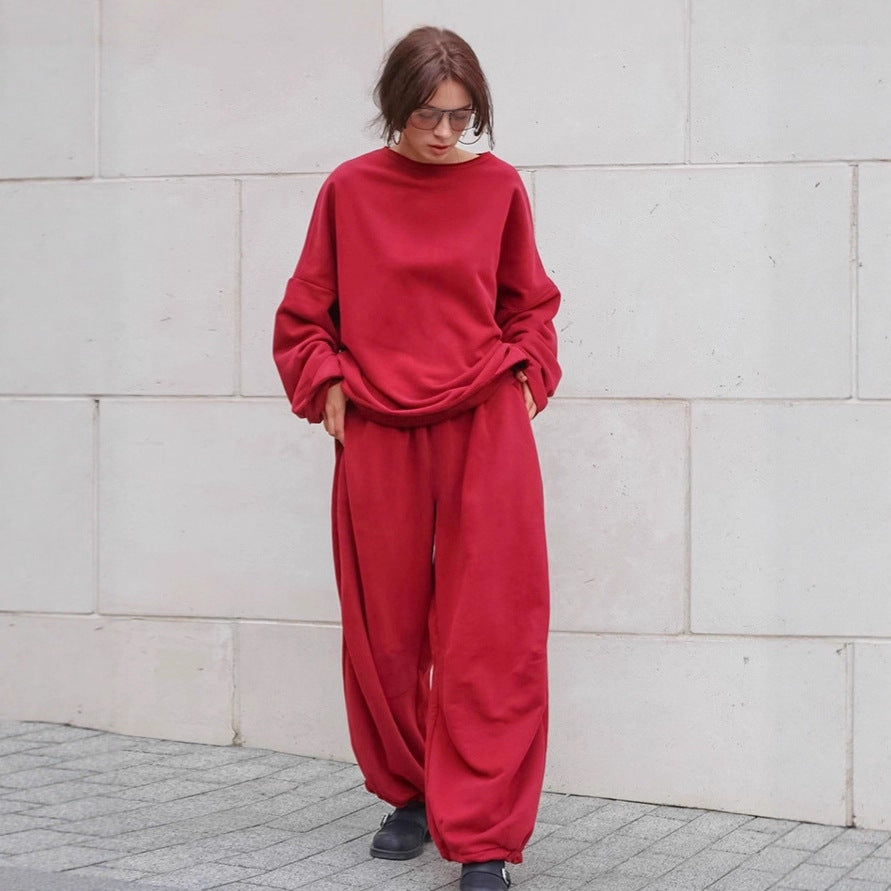 European And American Street Fashion Black Round Neck Sweater