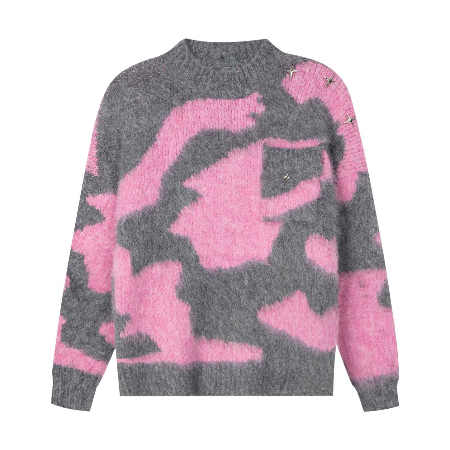 Men's Color Blocking Mohair Cross Slouchy Sweater