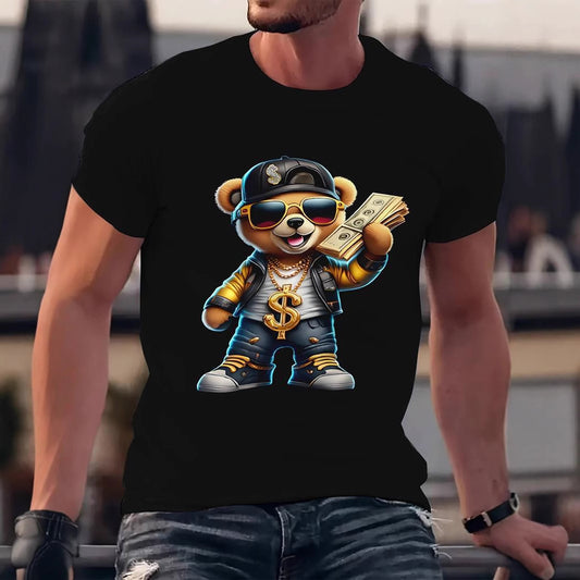 Mens Digital-Print Crew-Neck Short-Sleeve T-Shirt