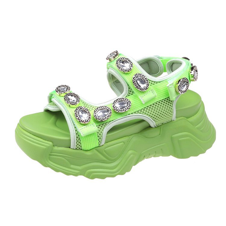 Women's Summer New Sports Platform Rhinestone Velcro Sandals