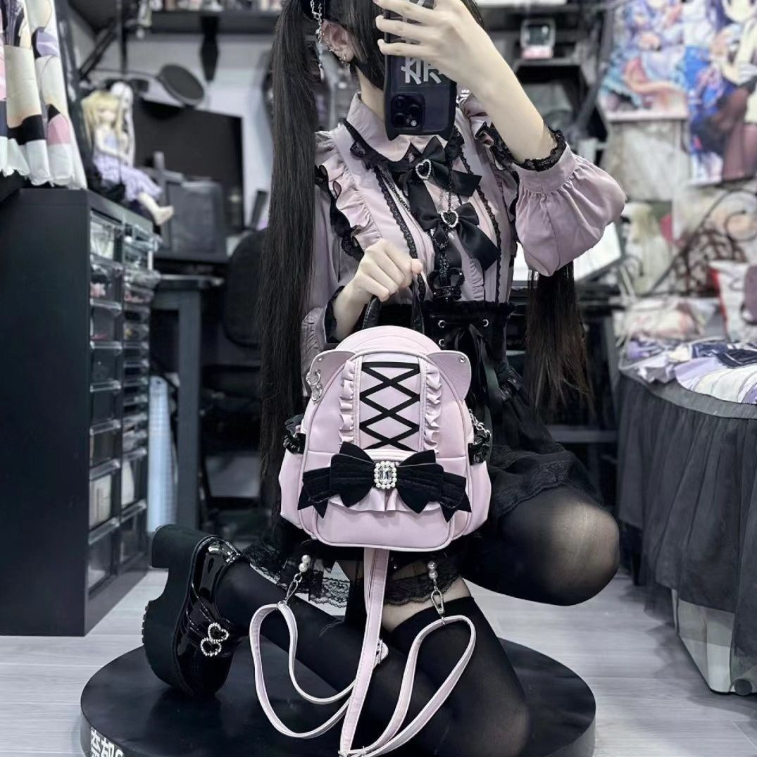 Japanese Cute Mine Lace Cat Ear Backpack